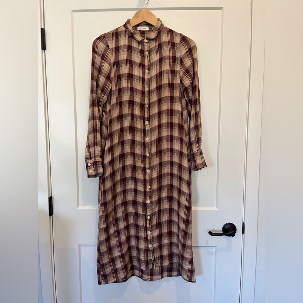 Free People X CP Shades long checkered/ plaid dress/tunic cottagecore boho sz M